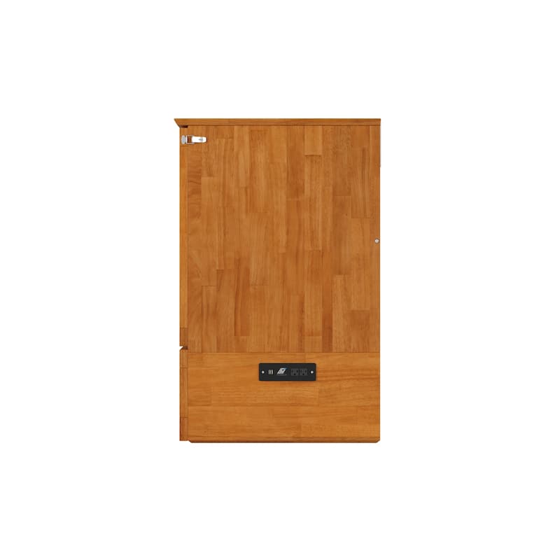 Full Murphy Bed Chest with Mattress & Storage - Light Toffee Finish