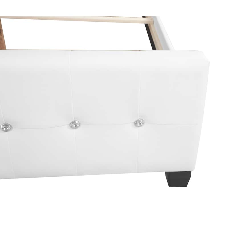 Diamond Jewel Tufted Faux Leather Bed