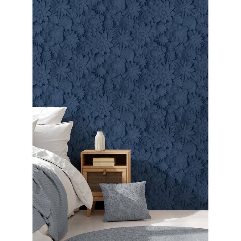 Fine Decor Dacre Dark Blue Floral Wallpaper