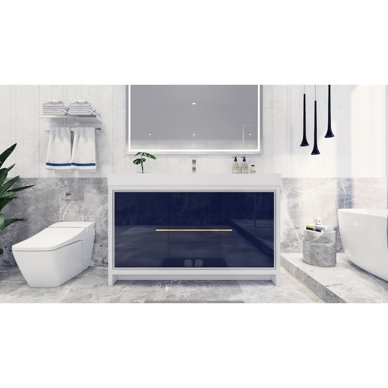Dove 60'' Freestanding Vanity with Single Reinforced Acrylic Sink