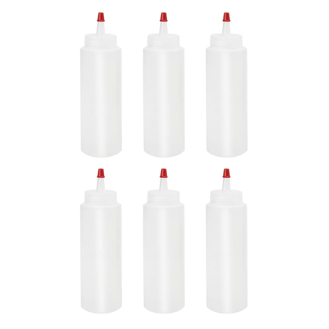 Plastic Squeeze Condiment Bottles with Red Tip Cap 16-Ounce Set of 6