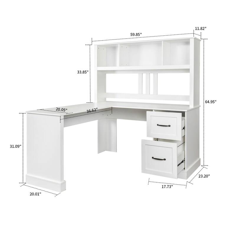 Modern Multifunctional L-Shaped Wooden Computer Desk