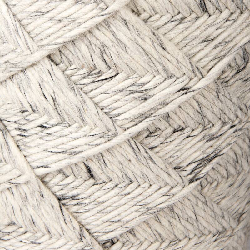 Mercana "Esfera" Beige Patterned Woven Wool Round Pouf