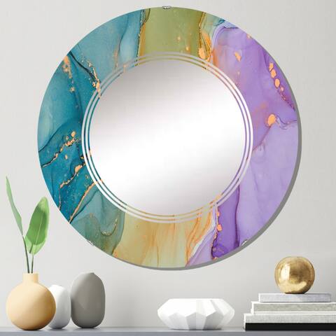 Designart 'Blue And Purple Liquid Art' Printed Modern Wall Mirror