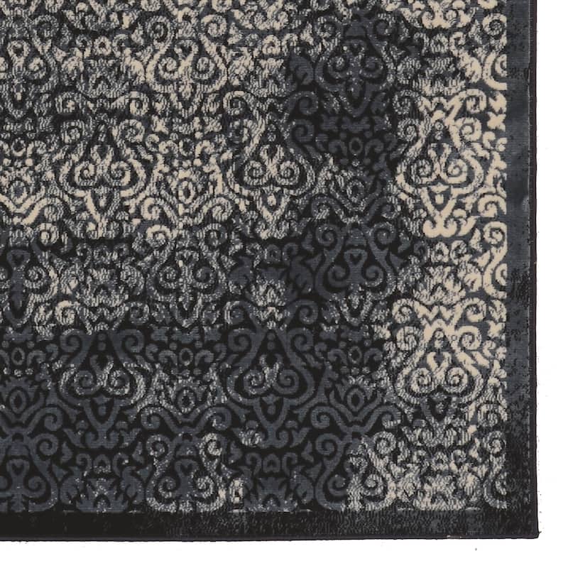 Linon Vintage Collection Illusion Navy Rug (2' X 10') - 2' X 10'