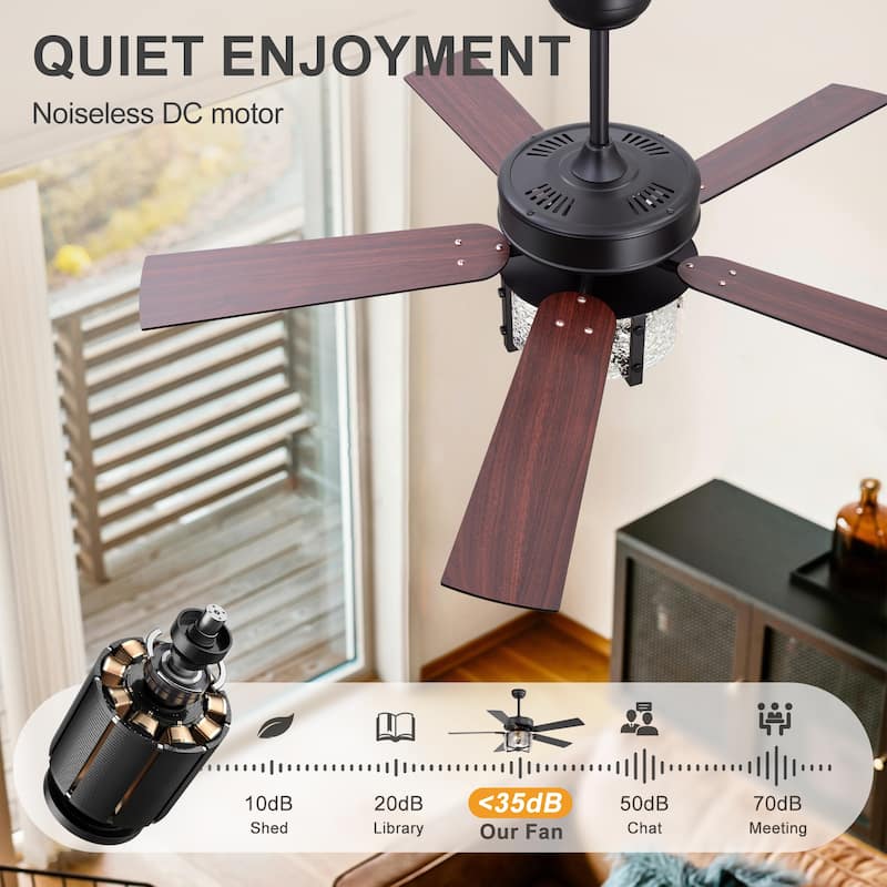52" Reversible 5-Blade Caged Ceiling Fan with Light and Remote
