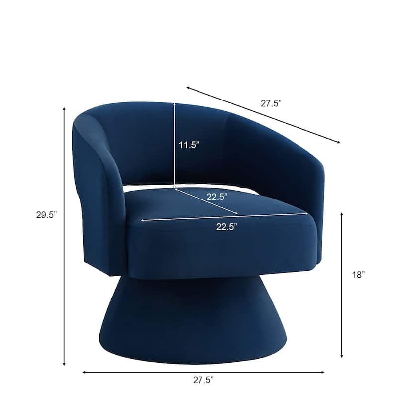 Navy 27.5" Swivel Barrel Chair with Open Backrest