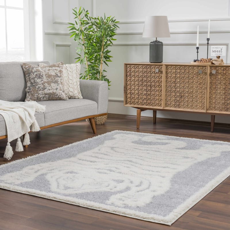 Tilos Tiger Pattern Shag Area Rug