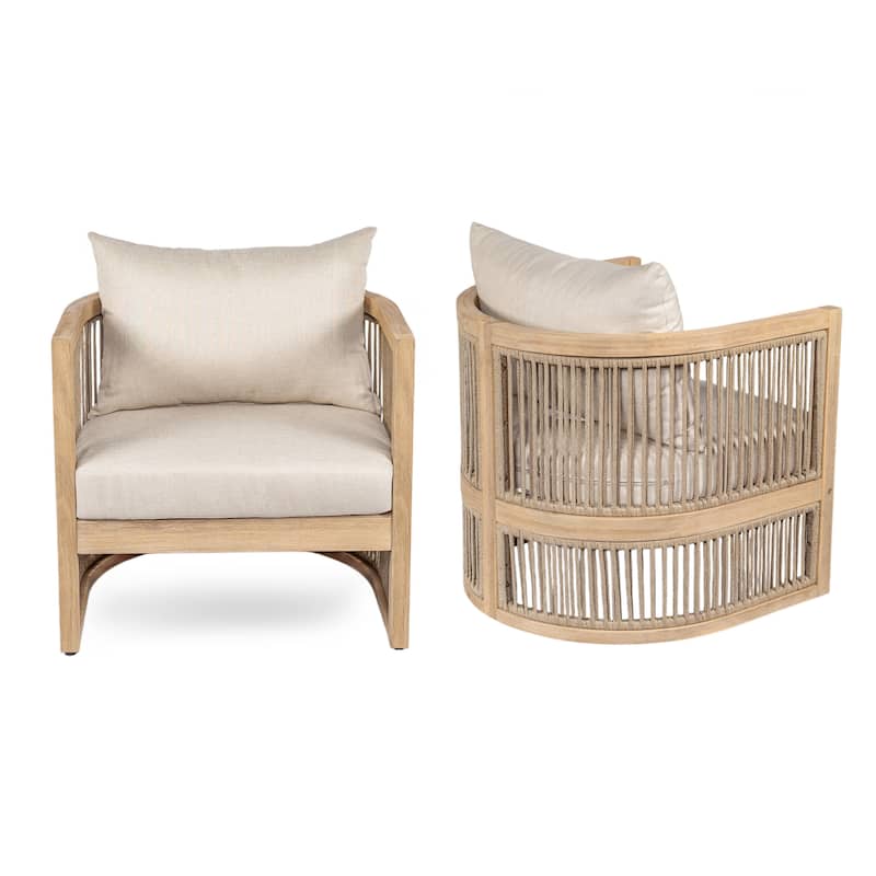 Christopher Knight Home- Xanthe Acacia Wood Patio Rope Club Chair