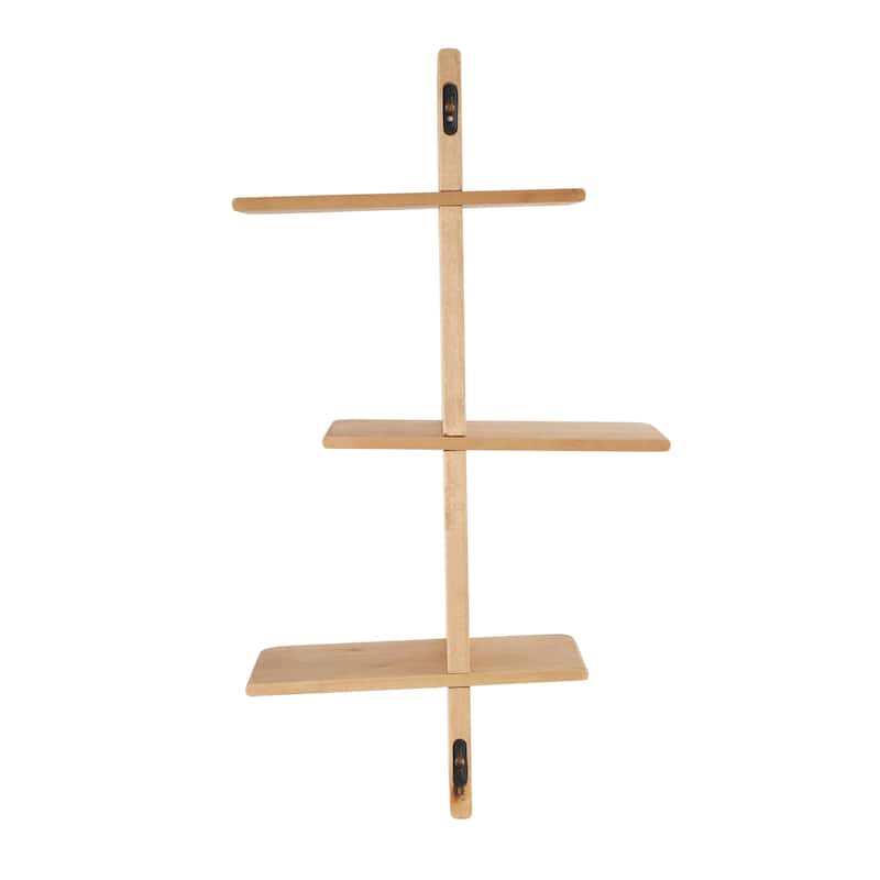 Wood Handmade 6 Shelf Wall Shelf - Light Brown or Black - Roche River Decor