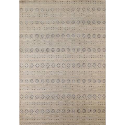 Gabbeh Kashkoli Area Rug Hand-knotted Striped Wool Carpet - 8'1" x 10'1"