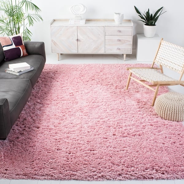 slide 2 of 81, SAFAVIEH Polar Shag Bibi Glam Solid 3-inch Extra Thick Rug 3' Square - Light Pink - Square