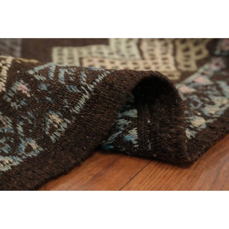 Hand Woven Oriental 100% Wool Carpet Southwestern Tribal Multi-Colored Kilim Runner Rug - 9' 5'' X 3' 0''