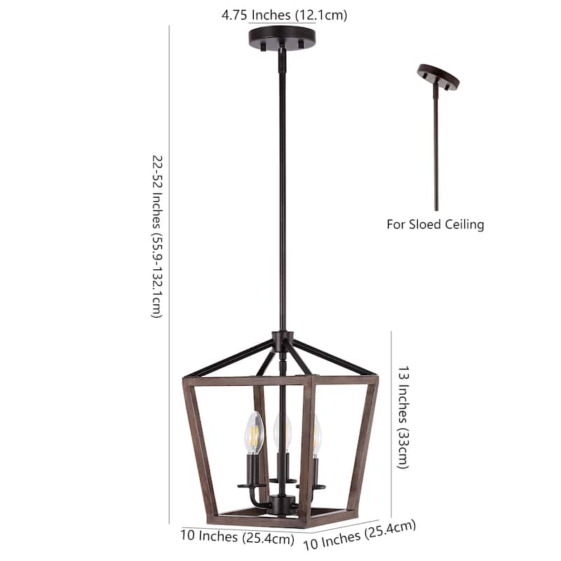 Oria Iron Farmhouse Industrial Lantern LED Pendant, Oil Rubbed Bronze/Faux Wood by JONATHAN Y