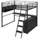 preview thumbnail 13 of 28, Full Size Loft Bed with Desk, LED Shelves, and Storage - Metal Frame with Guardrails and Ladder, Space-Saving Design for Teens