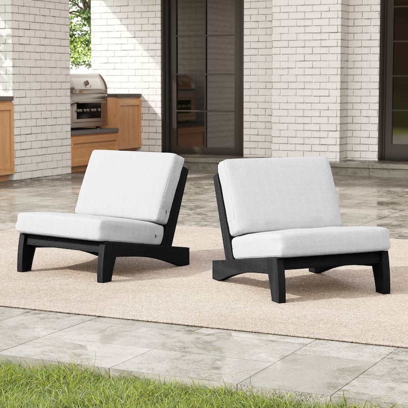 Outdoor Patio Furniture Acacia Wood Club Chair Set with All-Weather Cushions