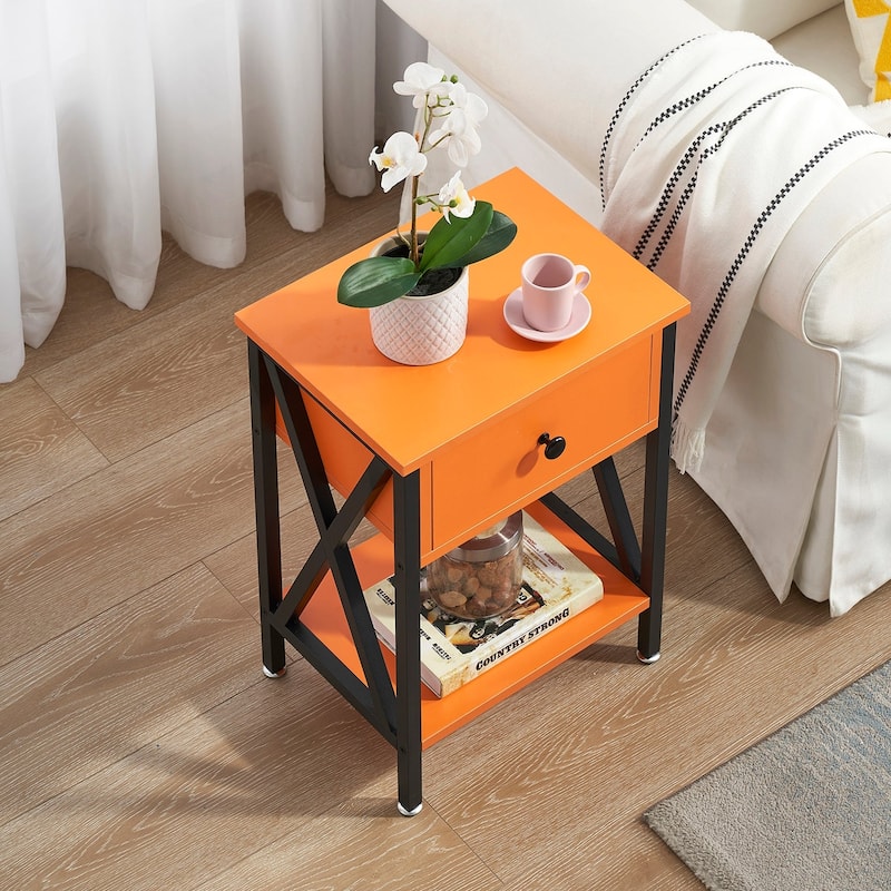 VECELO Modern Nightstand 1-Drawer with Storage Shelf, End Table/Side Table