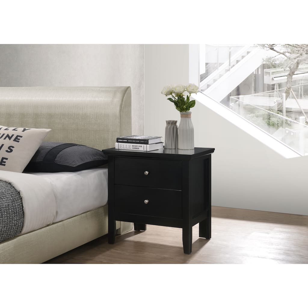Modern Black Nightstand with 2 Drawers - 24\