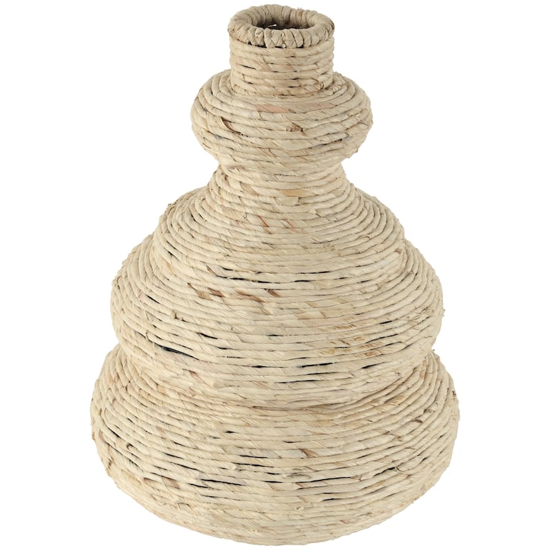 Black or Beige Metal Seagrass Handmade Wrapped Decorative Vase with Abstract Bubble Shape