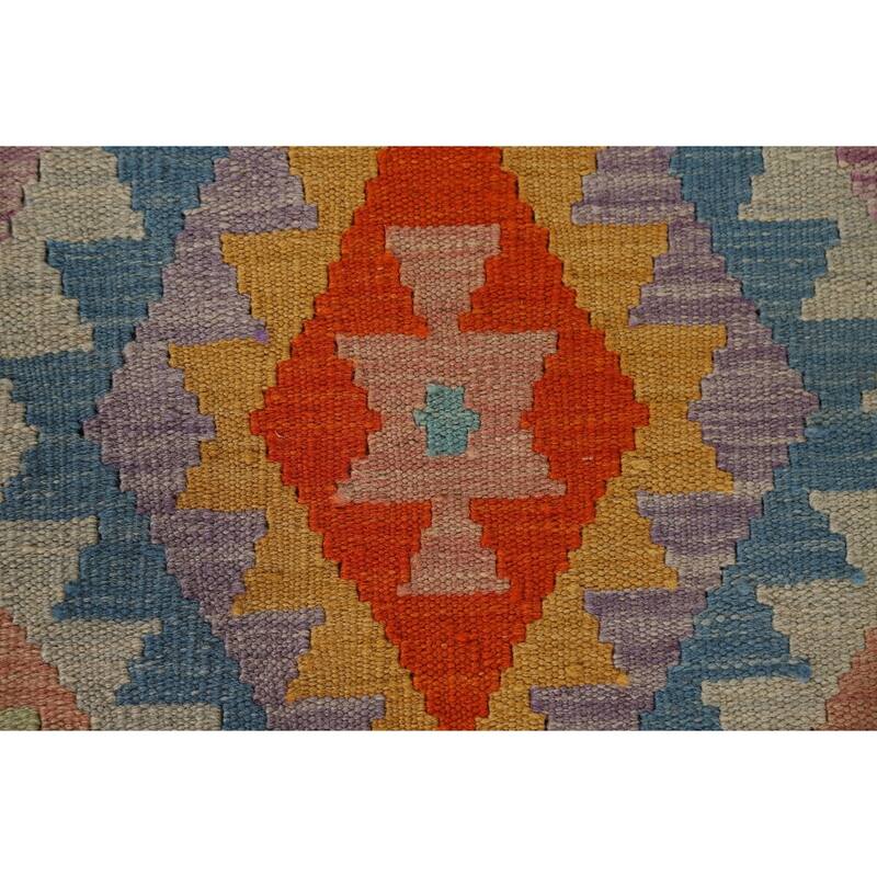 Reversible Kilim Accent Rug Oriental Hand-Woven Wool Carpet - 3'4"x 5'1"