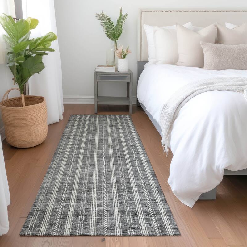 Premium Washable Super Soft Stripe Mayfield Rug - Gray - 2'3" x 7'6"