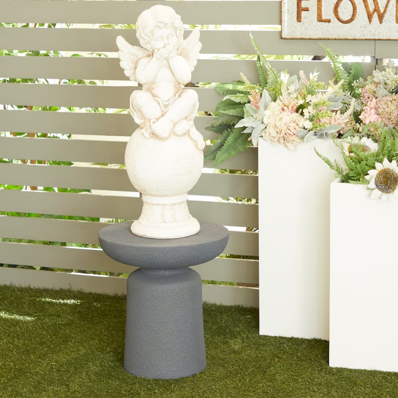 Magnesium Oxide Outdoor Accent Table - Dark Gray or White - Roche River Decor