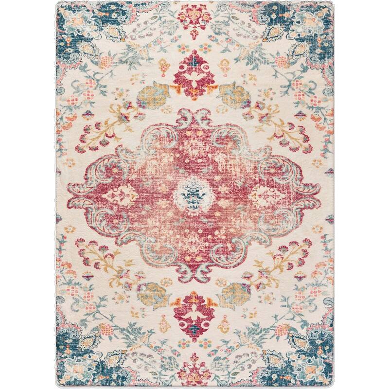 HomeRoots Medallion Traditional Rectangle Area Rug