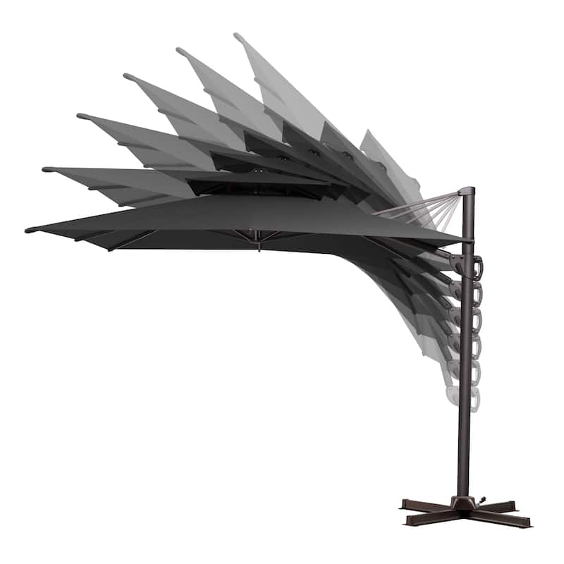 Outdoor 9x11FT Patio Umbrella Cantilever Offset with Dual Top