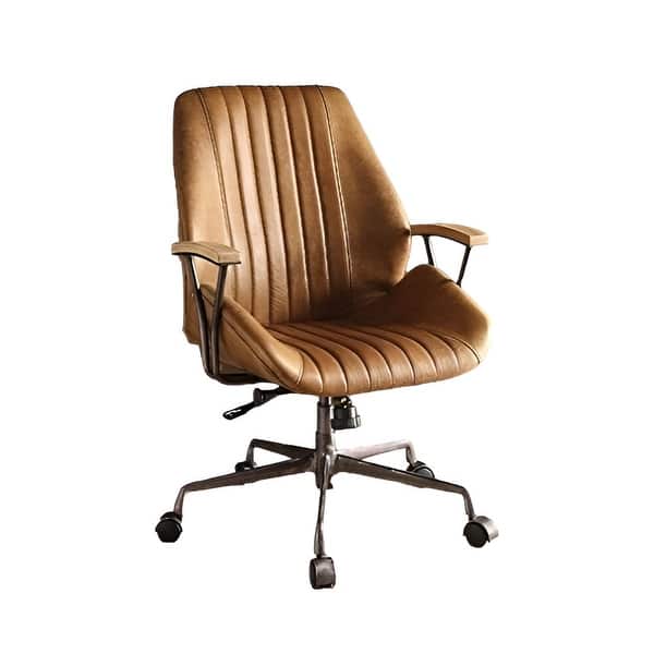 Coffee and Black Adjustable Swivel Faux Leather Rolling Task Chair Coffee and Black Adjustable Swivel Faux Leather Rolling Task Chair