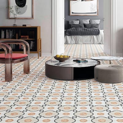 Merola Tile Riviera Octagon Grimaud Multicolor with Taco Rojizo 7-7/8" x 7-7/8" Porcelain Floor and Wall Tile