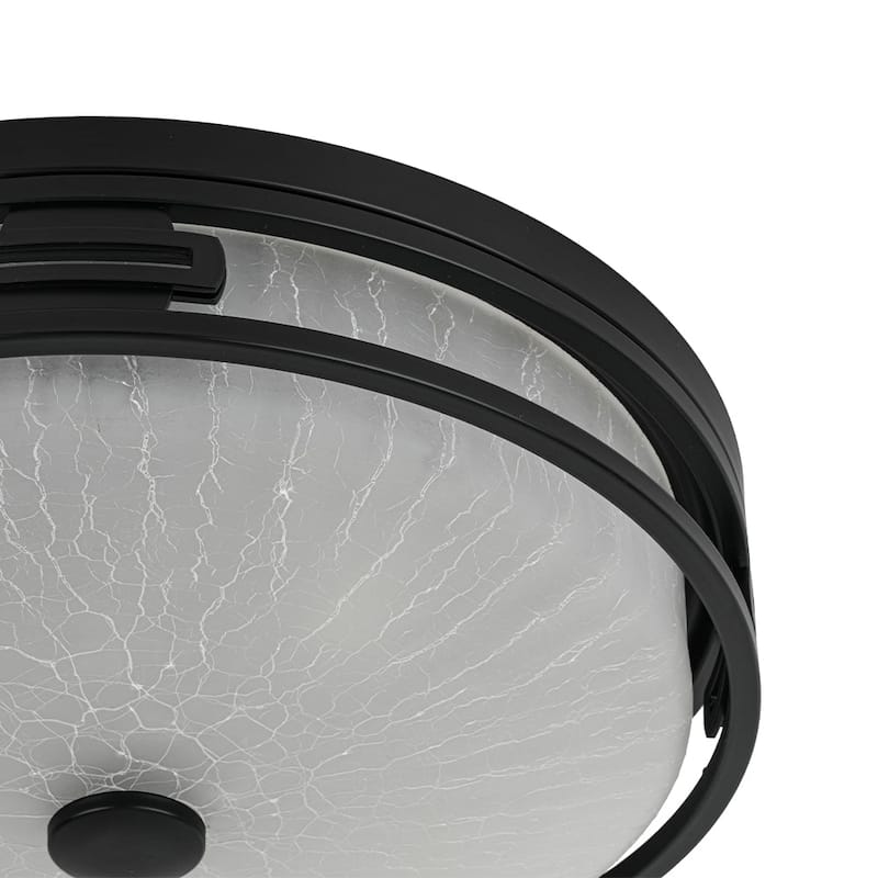 Modern Entryway Crackle Glass Round Flush Mount