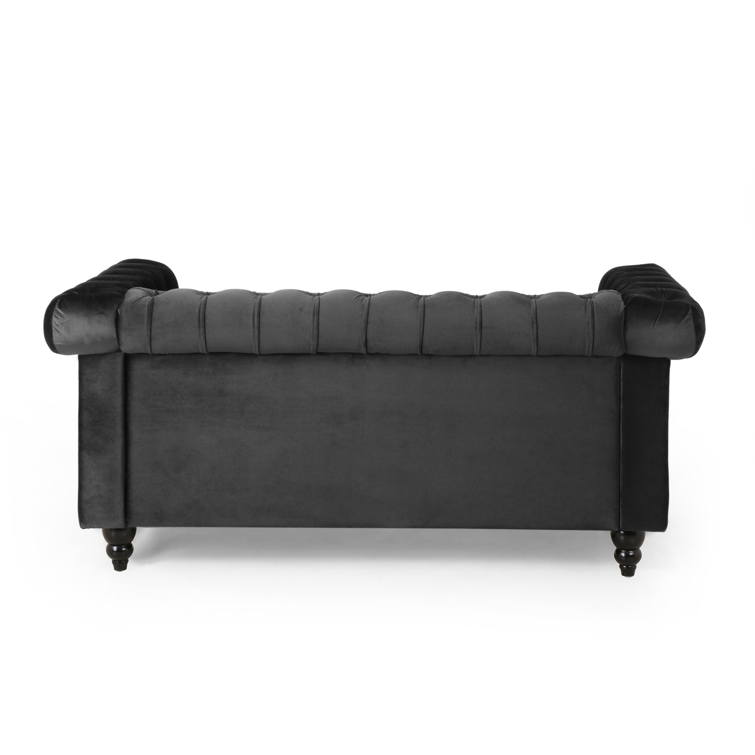 Black 61'' Loveseat 2-Seater Sofa with Channel Stitching
