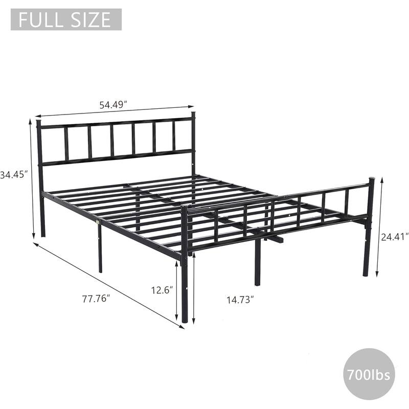 alazyhome Classic Metal Platform Bed Frame Steel Slat Support, Black