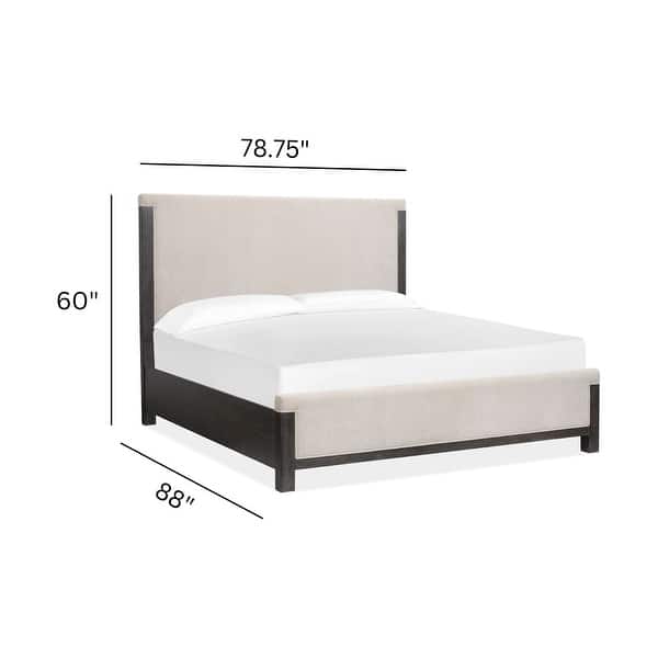 dimension image slide 0 of 3, Magnussen Home Plum Creek Ravenwood Black Upholstered Panel Bed