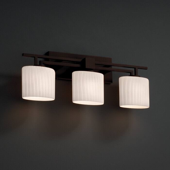 Justice Design Fusion Aero 3-light Dark Bronze Bath Bar, Ribbon Oval Shade