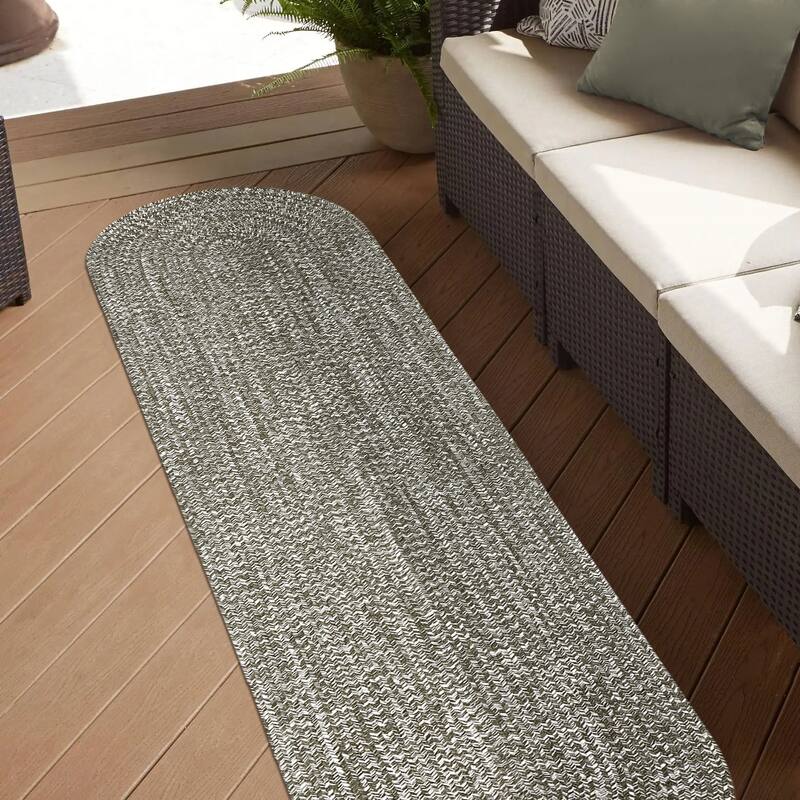 Superior Modern Rustic Bohemian Reversible Multi-Tone Braided Indoor Outdoor Area Rug