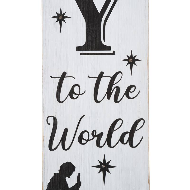 Glitzhome 42"H Lighted "JOY" or 60"H "PEACE" Wooden Nativity Porch Sign