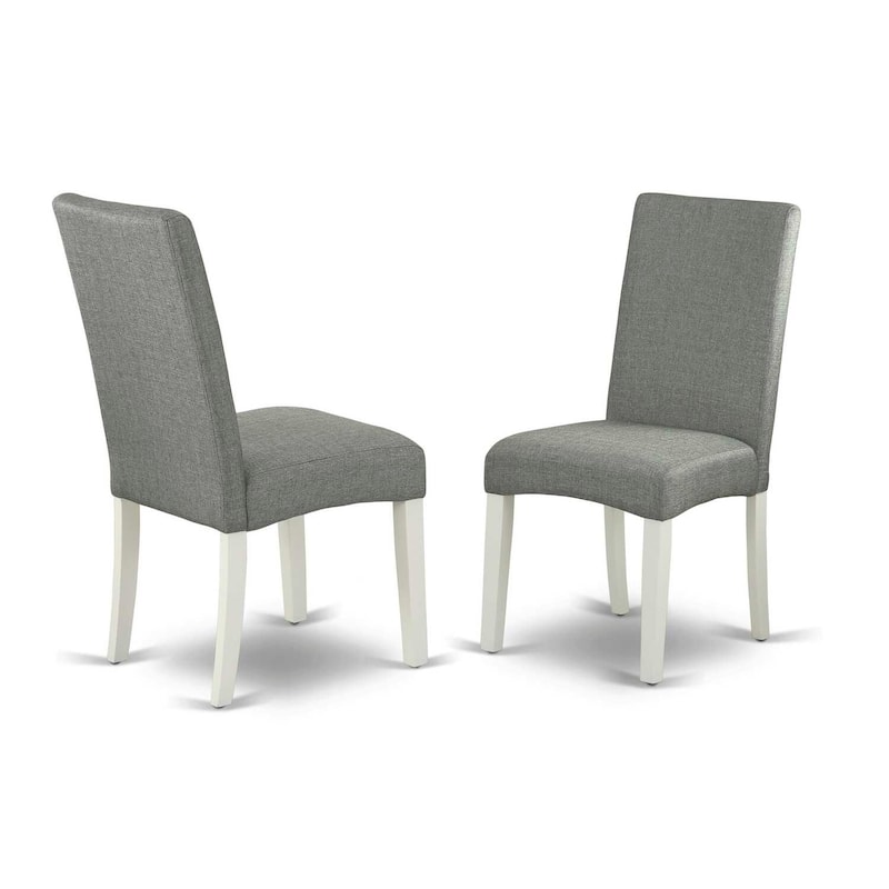 HomeStock 5-Pc Linen White Finish Solid Wood Top - Upholstered Dining Room Set with Butterfly Leaf - Seats 4