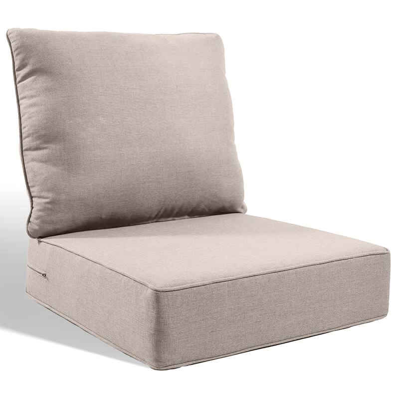 Pocassy 24x24x6 Inch Thick Cushions Pillows Set Indoor Outdoor Deep Seat Water & Fade Resistant - Beige Cushion - 1 Set Seat & Back Cushion