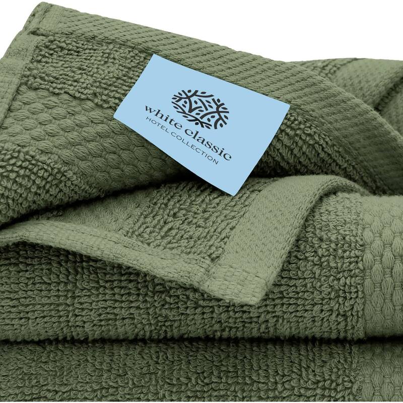 White Classic Luxury Cotton 8Pc Multi Size Towel Set [2 Bath Towels, 2 Hand Towels, 4 Washcloths]
