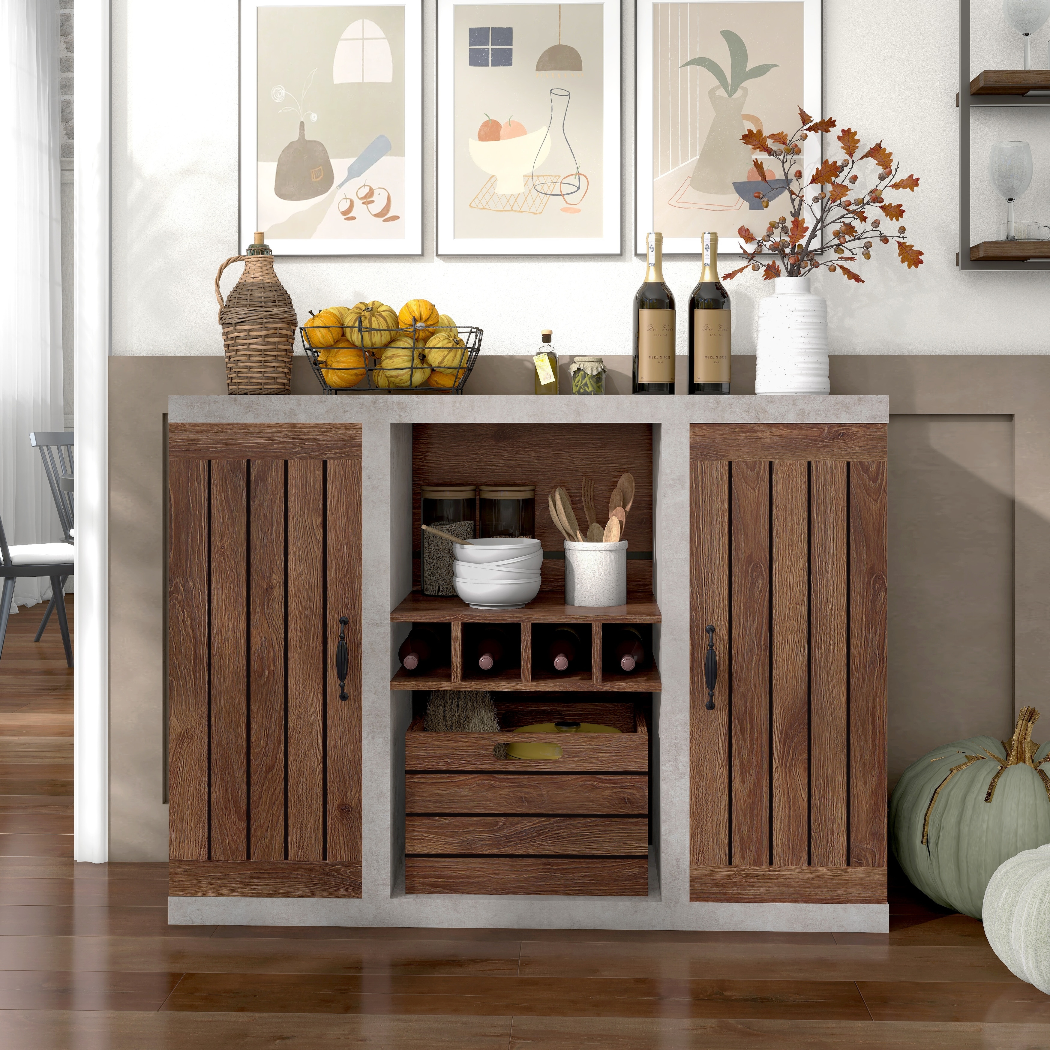 Furniture of America Xole 47-in. Rustic 7-shelf Dining Buffet