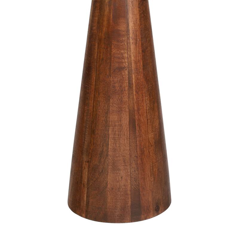 Linden 21.5" Industrial Mango Wood Drink & End Table w/ Black Glass & Cone Base, By JONATHAN Y
