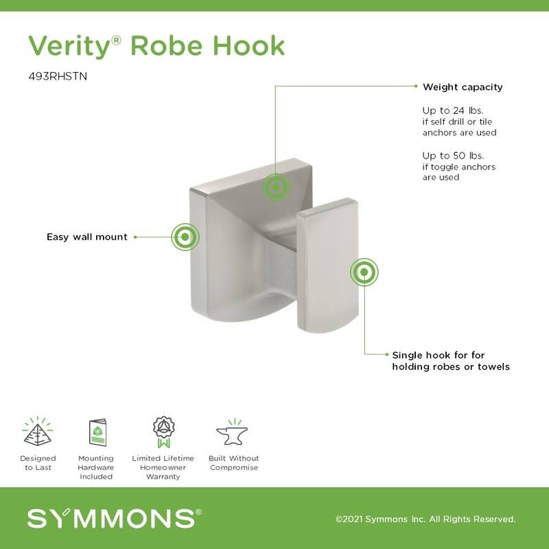 Symmons 493RH Verity Single Hook Robe Hook