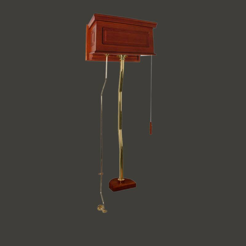 High Tank Toilet Conversion Kit - Light Mahogany with Brass Pipes Renovators Supply