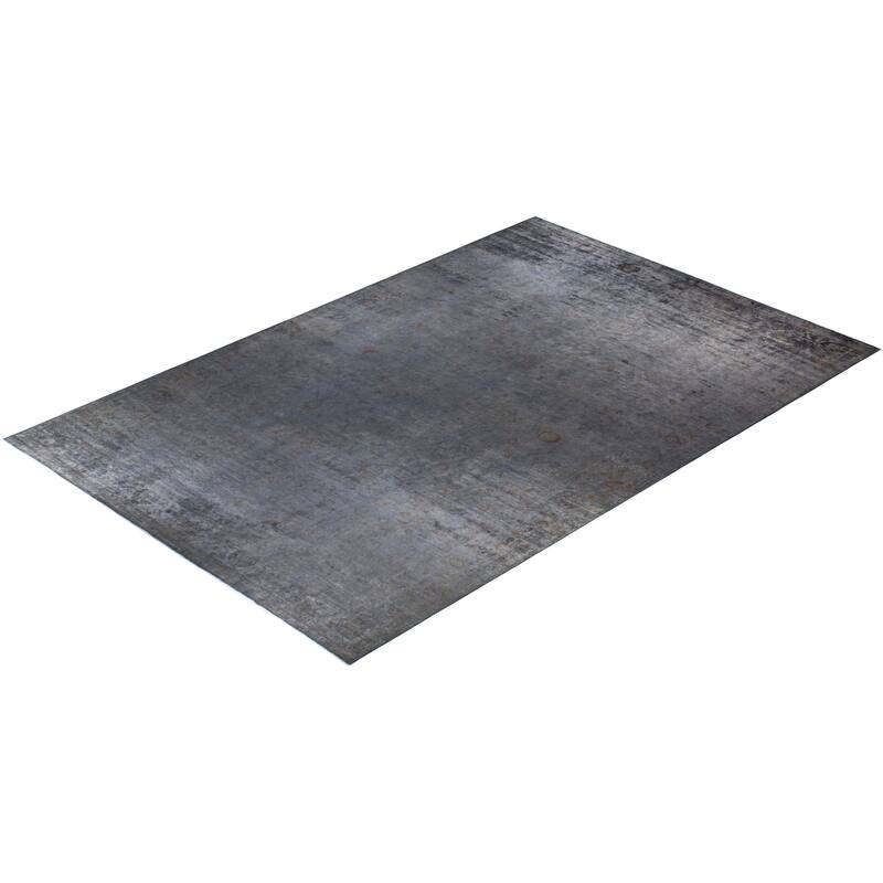 Overton Hand Knotted Wool Vintage Inspired Modern Contemporary Overdyed Gray Area Rug - 12' 2" x 18' 2"