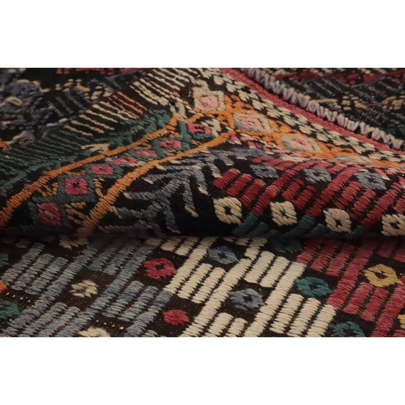 Hand Woven Oriental 100% Wool Carpet Southwestern Tribal Multi-Colored Kilim Area Rug - 8' 10'' X 5' 11''
