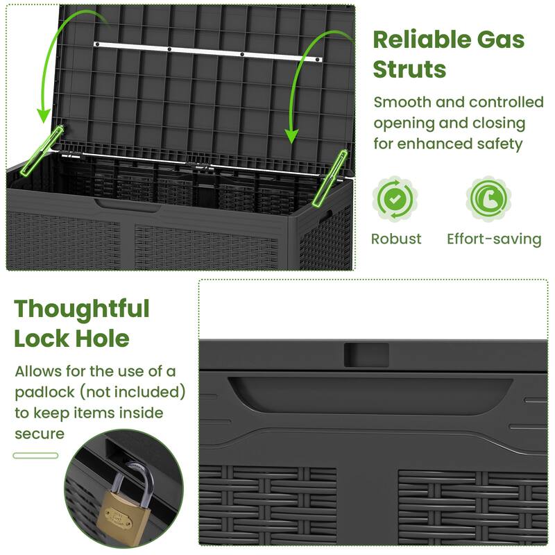 Gymax 100 Gallon Resin Deck Box w/ Lockable Lid Wheels for Pool