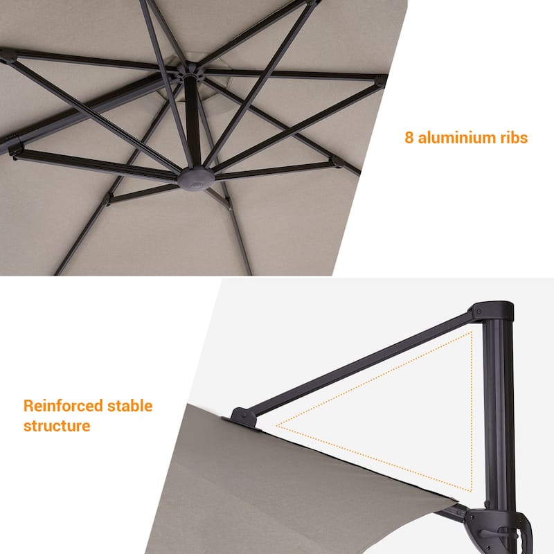 BONOSUKI 11FT Cantilever Patio Offset Umbrella With a Weight Base