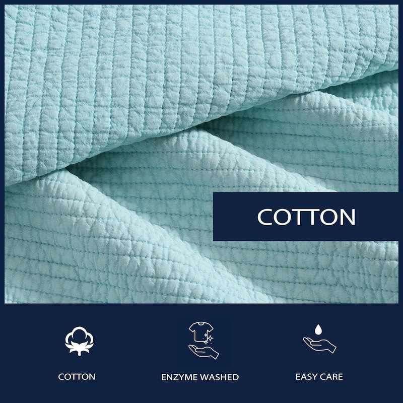 Nautica Seashore Stitch Solid Cotton Reversible Quilt Set