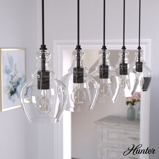 Hunter Maple Park 5 Light Linear Cluster Ceiling Light - Kitchen Island, Dining room, Modern Farmhouse, Contemporary - 42"